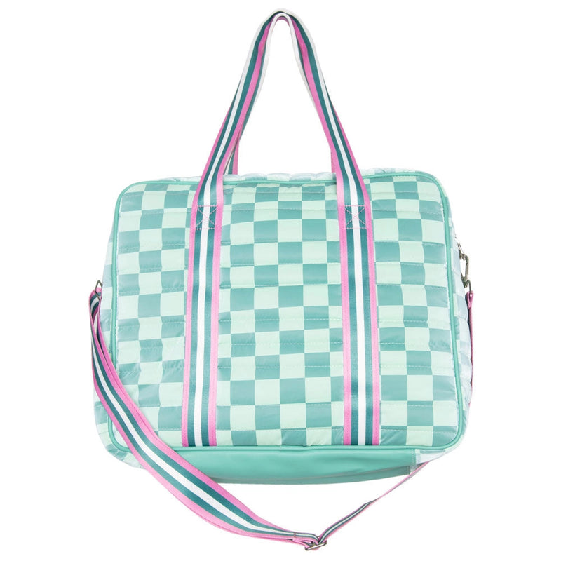 Load image into Gallery viewer, Teal Checkered Pickleball Tote Bag