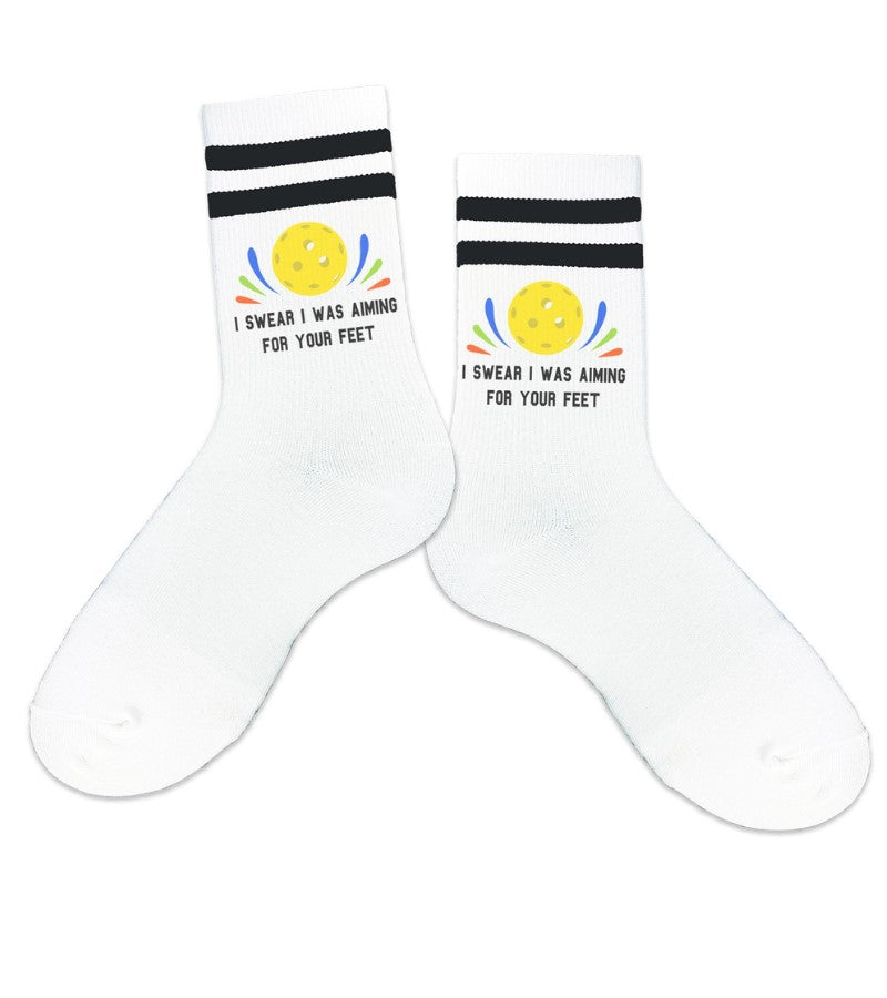 Load image into Gallery viewer, I Swear I was Aiming For Your Feet Funny Pickleball Socks - 2