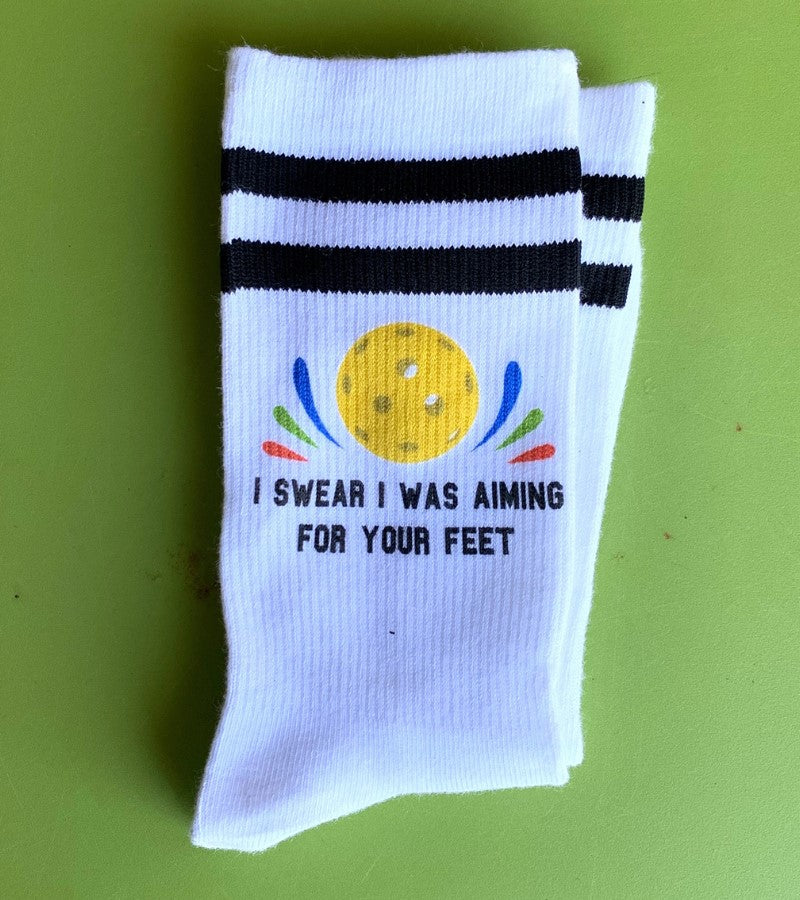Load image into Gallery viewer, I Swear I was Aiming For Your Feet Funny Pickleball Socks