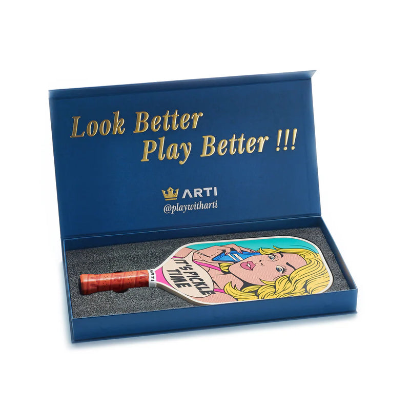 Load image into Gallery viewer, ARTI Kristen & Kristy "It's Pickleball Time" Pickleball Paddle - 16mm
