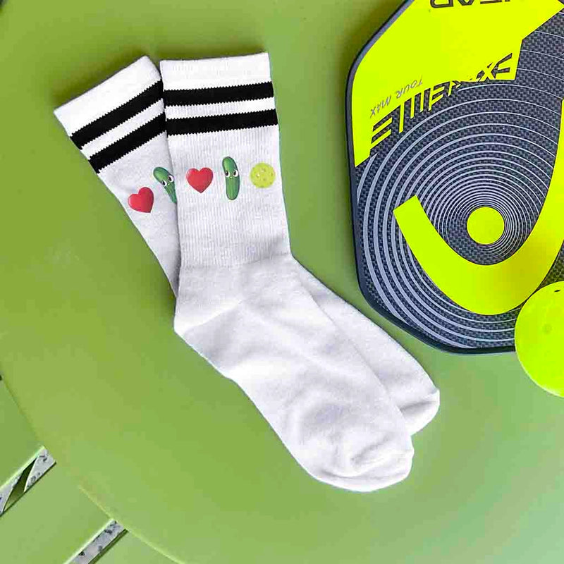 Load image into Gallery viewer, I Love Pickleball Crew Socks
