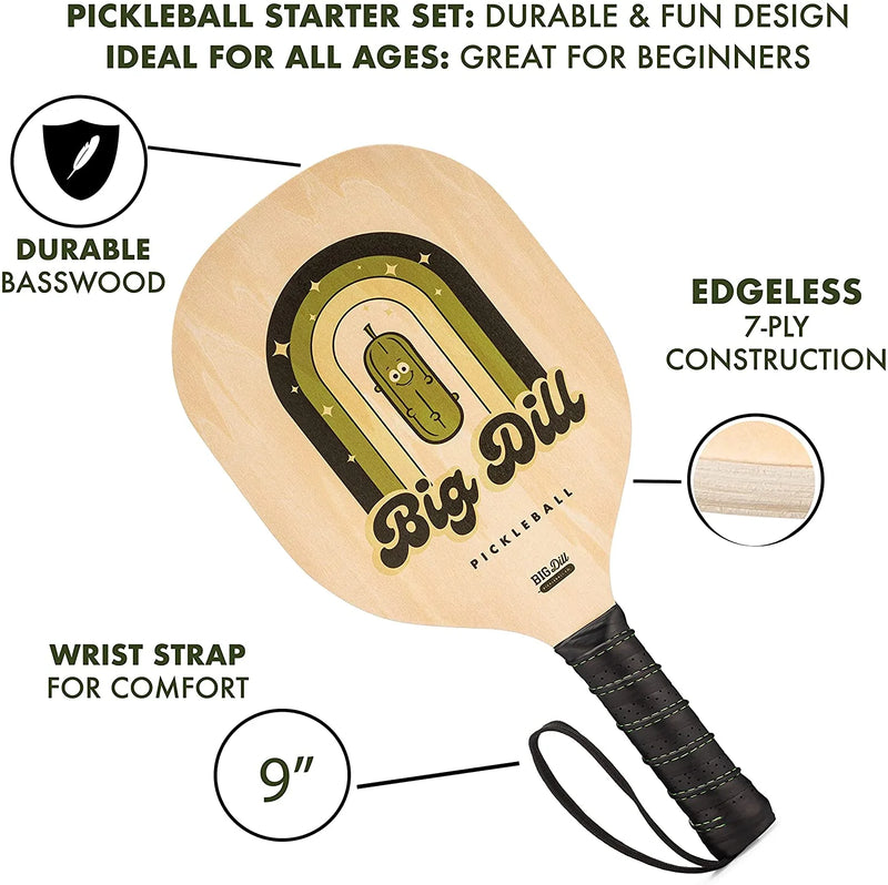 Load image into Gallery viewer, Big Dill Superstar Wooden Pickleball Paddle Set