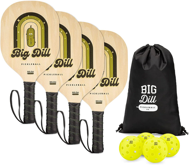 Load image into Gallery viewer, Big Dill Superstar Wooden Pickleball Paddle Set