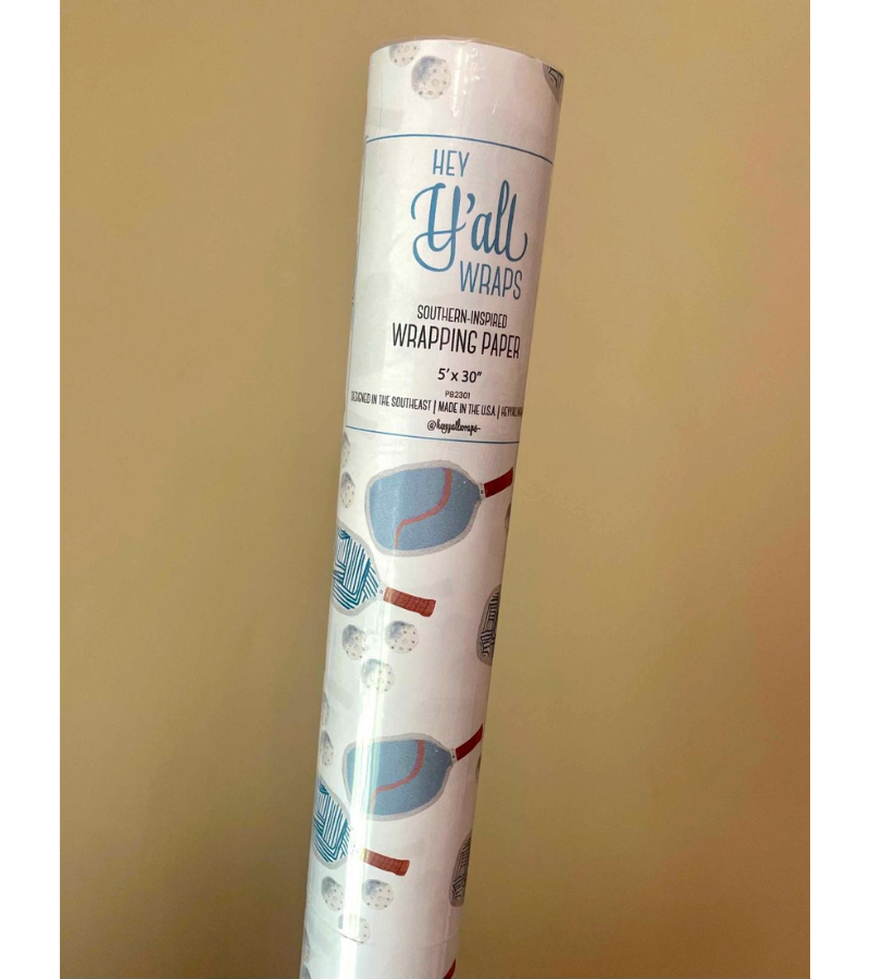 Load image into Gallery viewer, Blue Pickleball Paddle Gift Wrap Roll