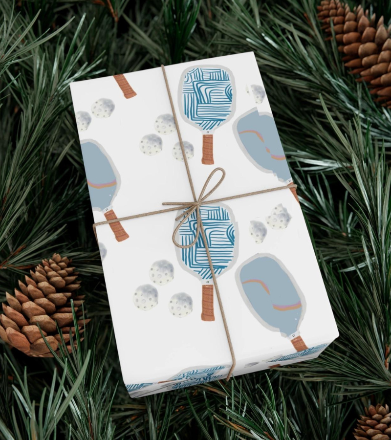Load image into Gallery viewer, Blue Pickleball Paddle Gift Wrap Roll