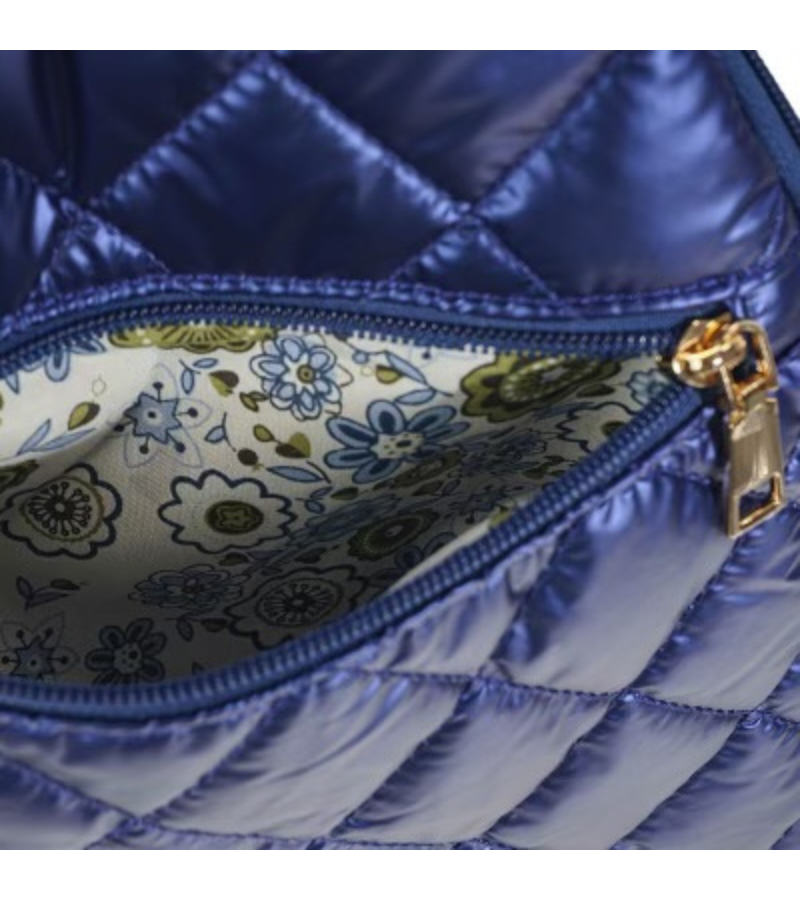 Load image into Gallery viewer, Blue Patent Quilted Pickleball Sling Bag