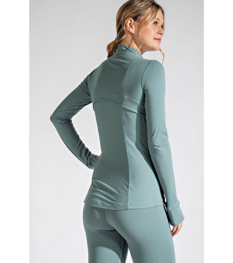Load image into Gallery viewer, Butter Define Fitted Jacket Smoky Teal Back