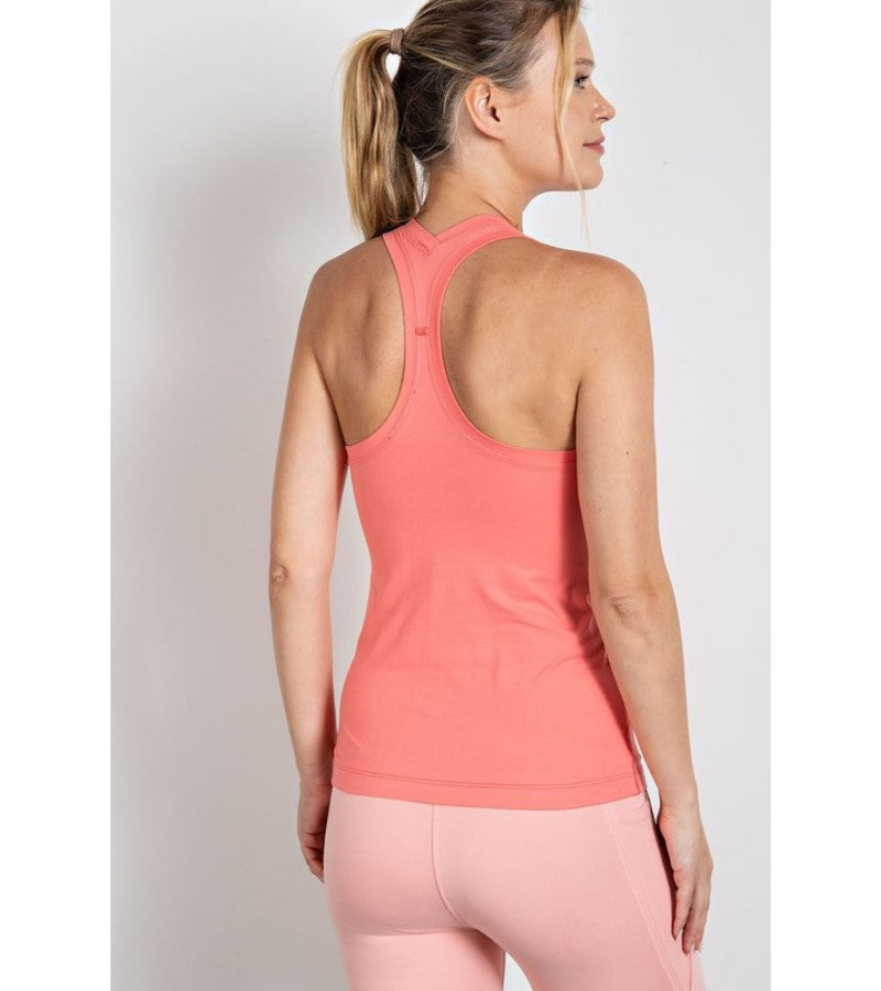 Load image into Gallery viewer, Butter Racerback Tank Coral Back