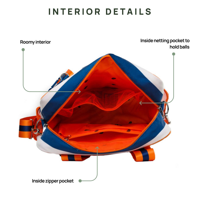 Load image into Gallery viewer, Lola Pickleball Tote - Blue Orange Stripe