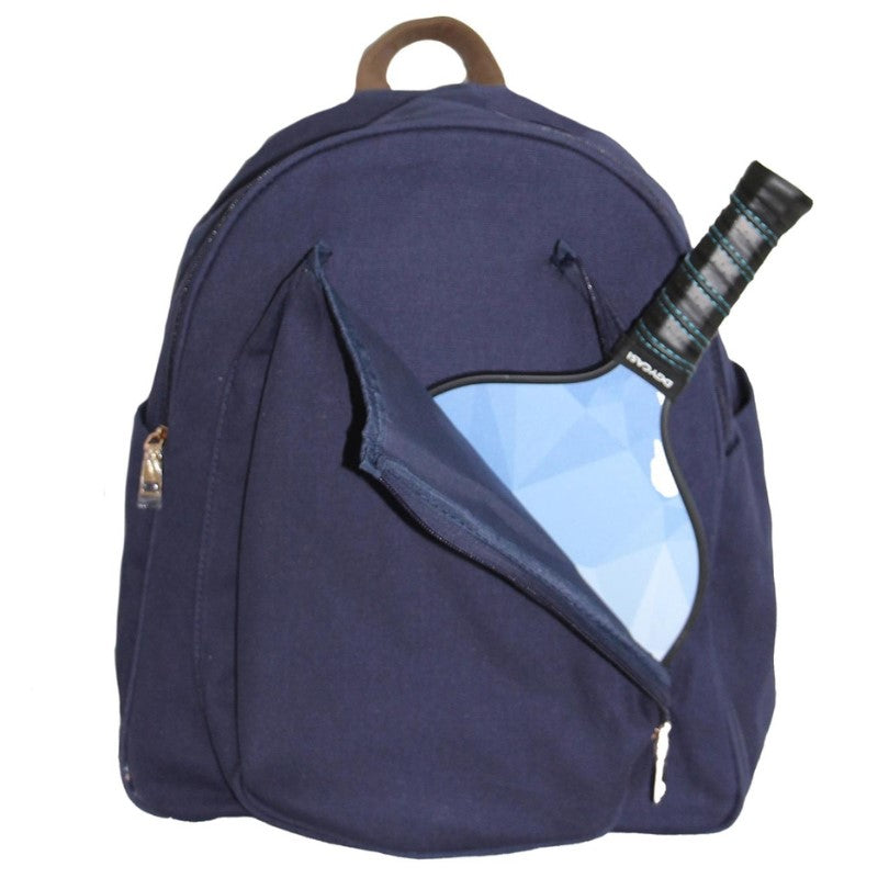 Load image into Gallery viewer, Mens Canvas Pickleball Backpack with Unzippered Front Pocket Navy
