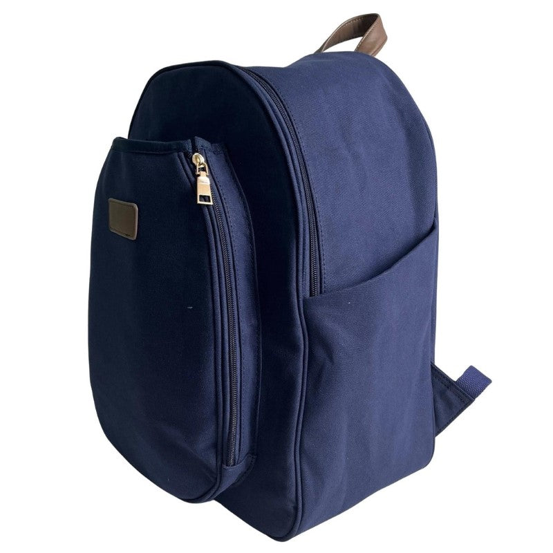 Load image into Gallery viewer, Mens Canvas Pickleball Backpack Navy - Side View