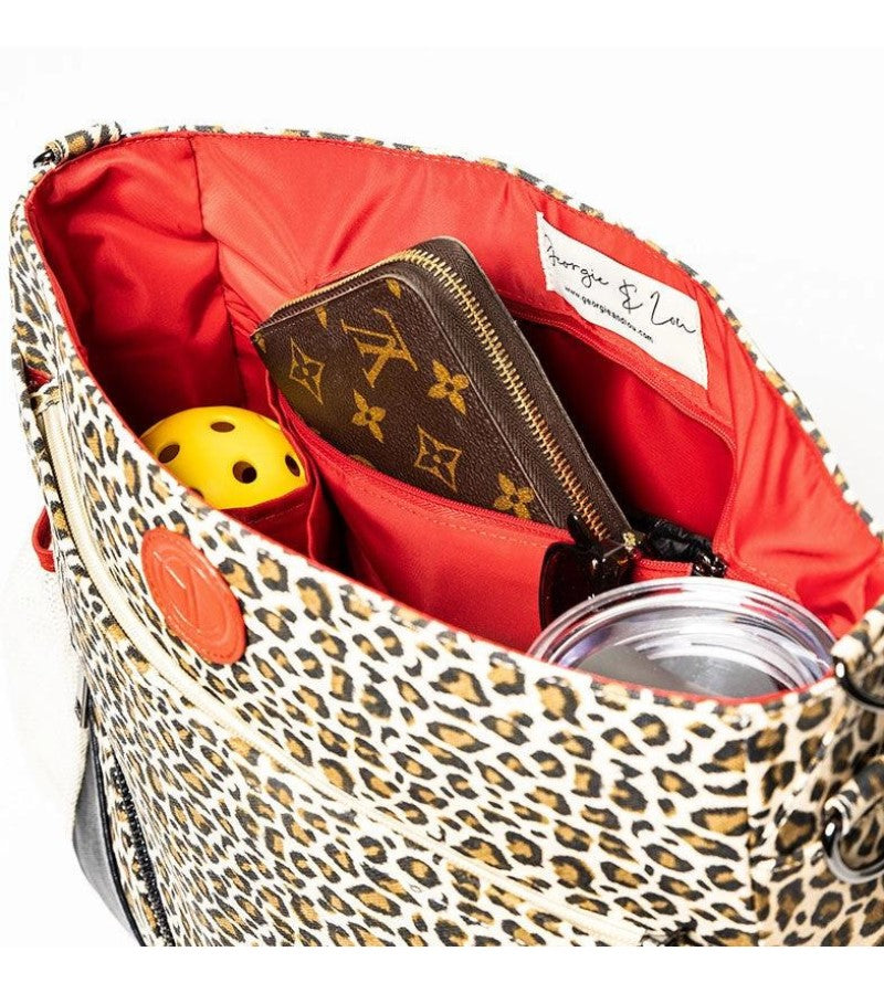 Load image into Gallery viewer, Georgie + Lou Cheetah Pickleball Bag Interior