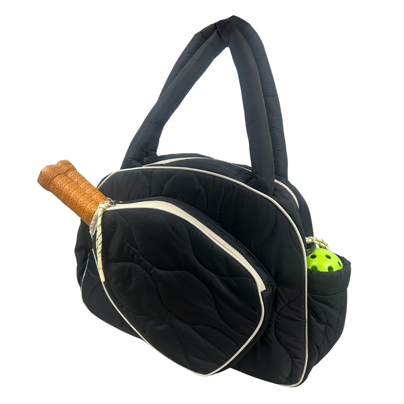 Load image into Gallery viewer, Jenn & Co Modern Quilted Pickleball Bag with balls and paddles
