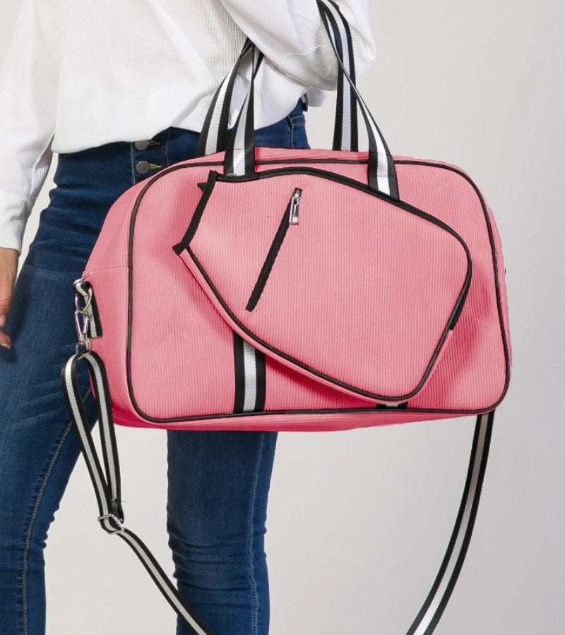 Load image into Gallery viewer, Corduroy Pickleball Tote Grapefruit on arm