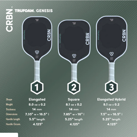 CRBN 1 TruFoam Genesis Pickleball Paddle - Elongated with Long Handle