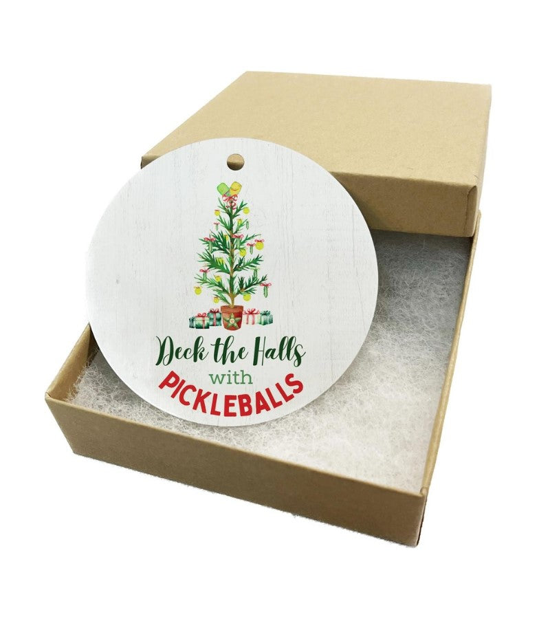 Load image into Gallery viewer, Deck the Halls with Pickleballs Ornament in Box