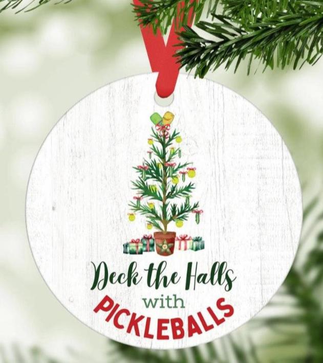 Load image into Gallery viewer, Deck the Halls with Pickleballs Ornament