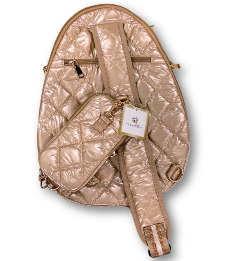Load image into Gallery viewer, Designer Quilted Pickleball Sling Bag Champagne