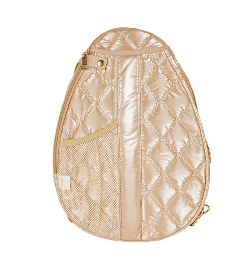 Load image into Gallery viewer, Designer Quilted Pickleball Sling Bag Champagne