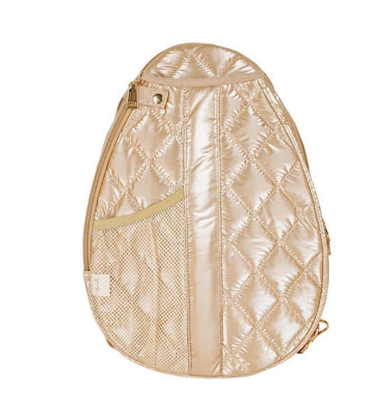 Designer Quilted Pickleball Sling Bag Champagne