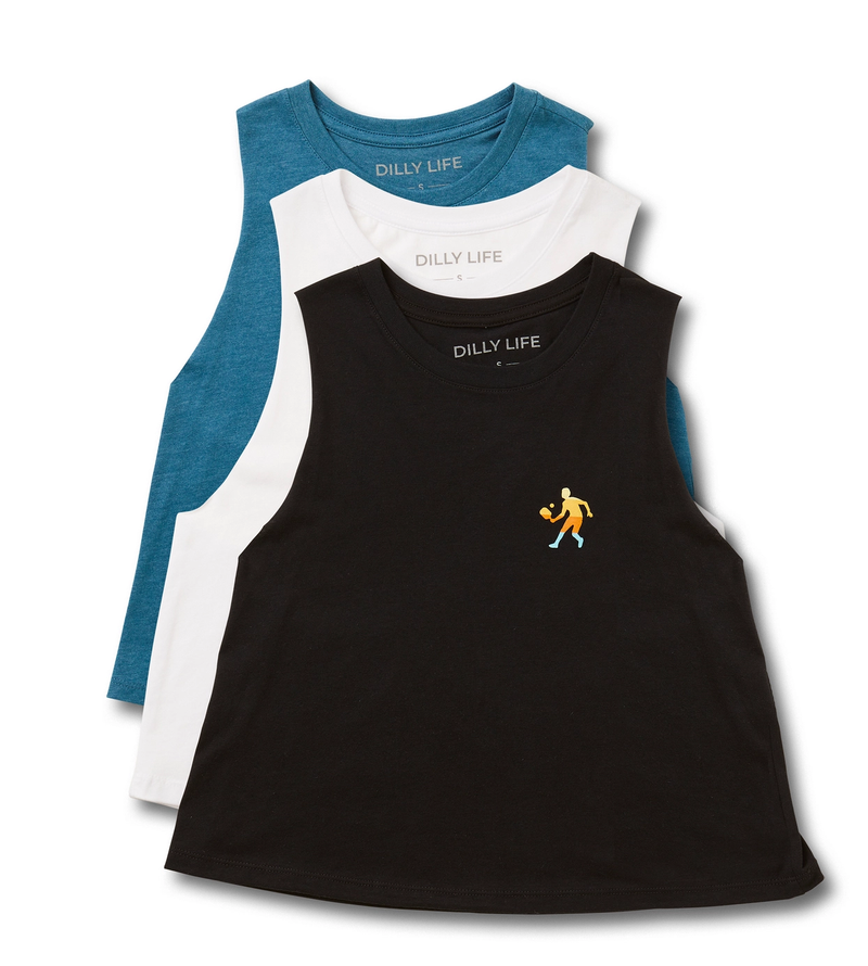Load image into Gallery viewer, Dilly Life Cropped Pickleball Tank Womens