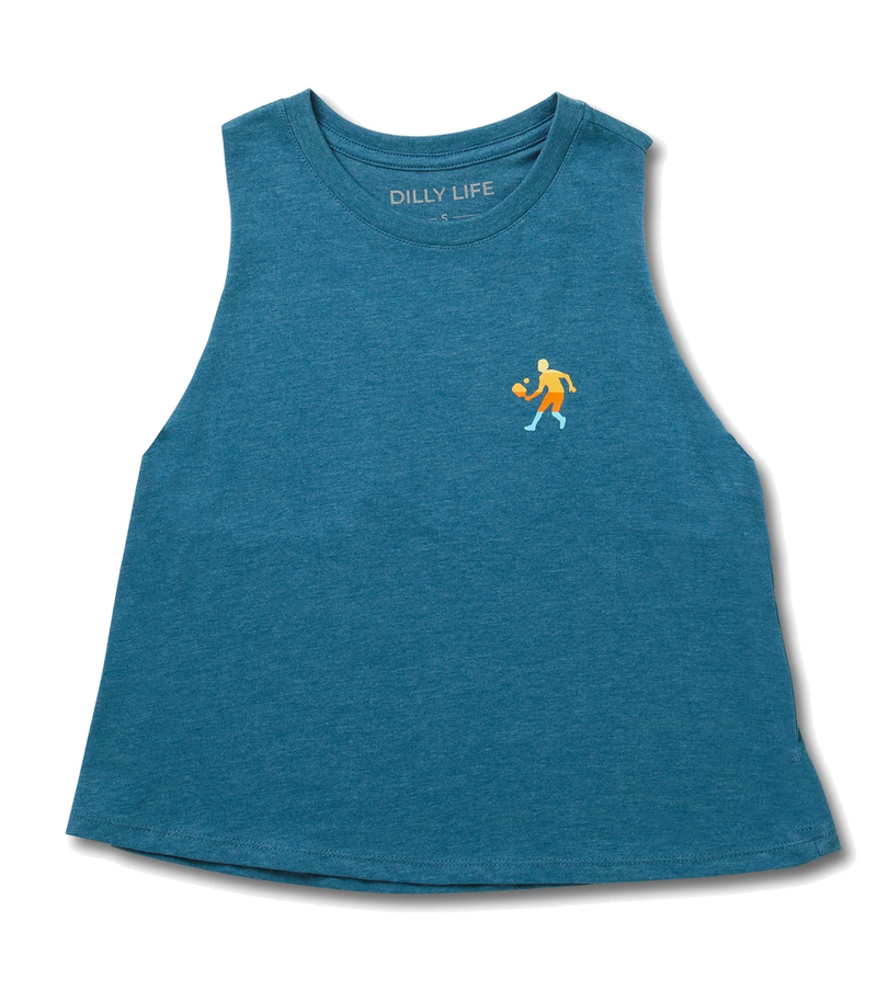 Load image into Gallery viewer, Dilly Life Cropped Pickleball Tank Womens - Blue