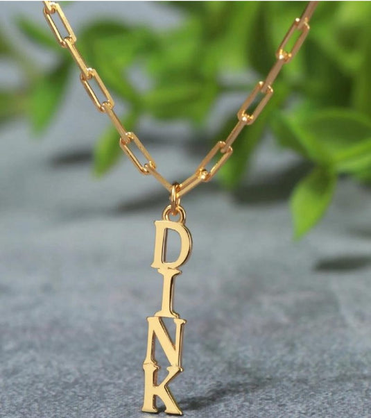 Dinks on Me Pickleball Necklace Gold