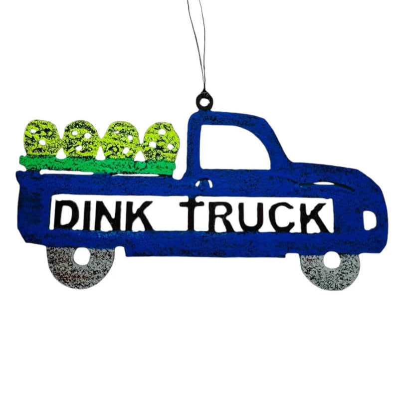 Load image into Gallery viewer, Dink Truck Recycled Metal Pickleball Ornament - Navy