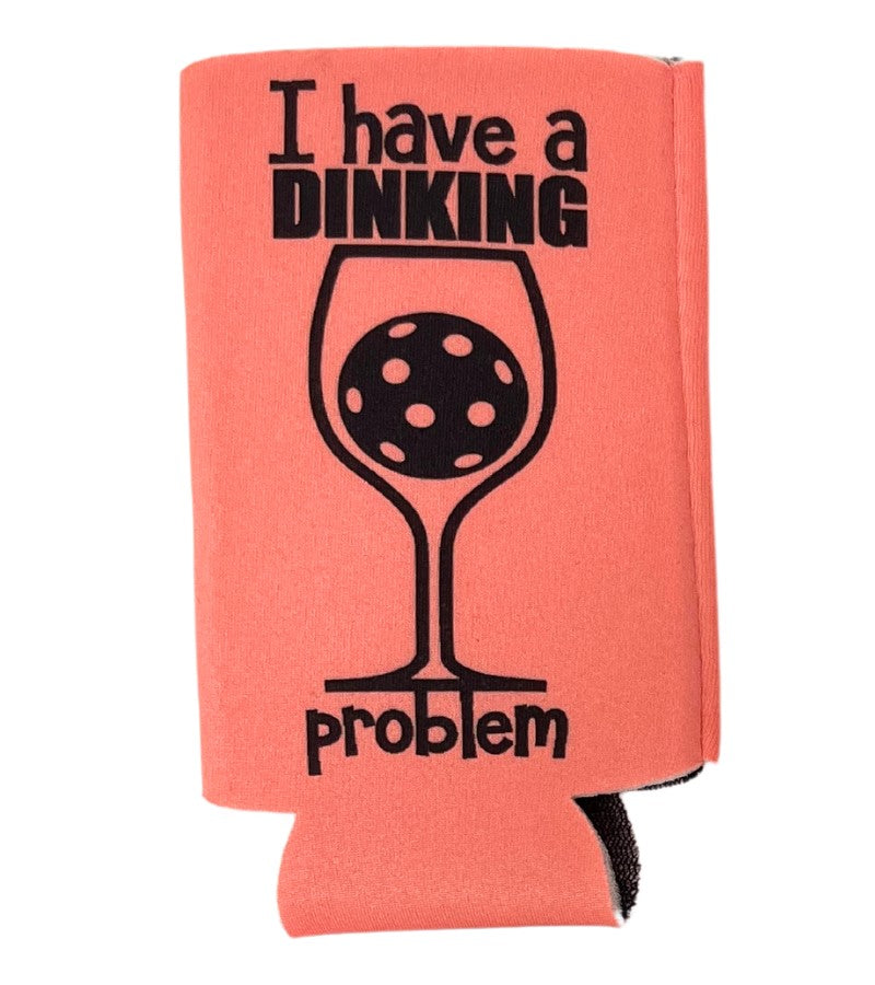 Load image into Gallery viewer, I Have a Dinking Problem Funny Pickleball Slim Can Koozie Coral
