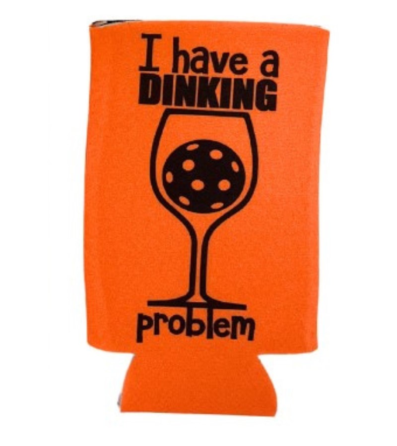 Load image into Gallery viewer, I Have a Dinking Problem Funny Pickleball Slim Can Koozie Orange