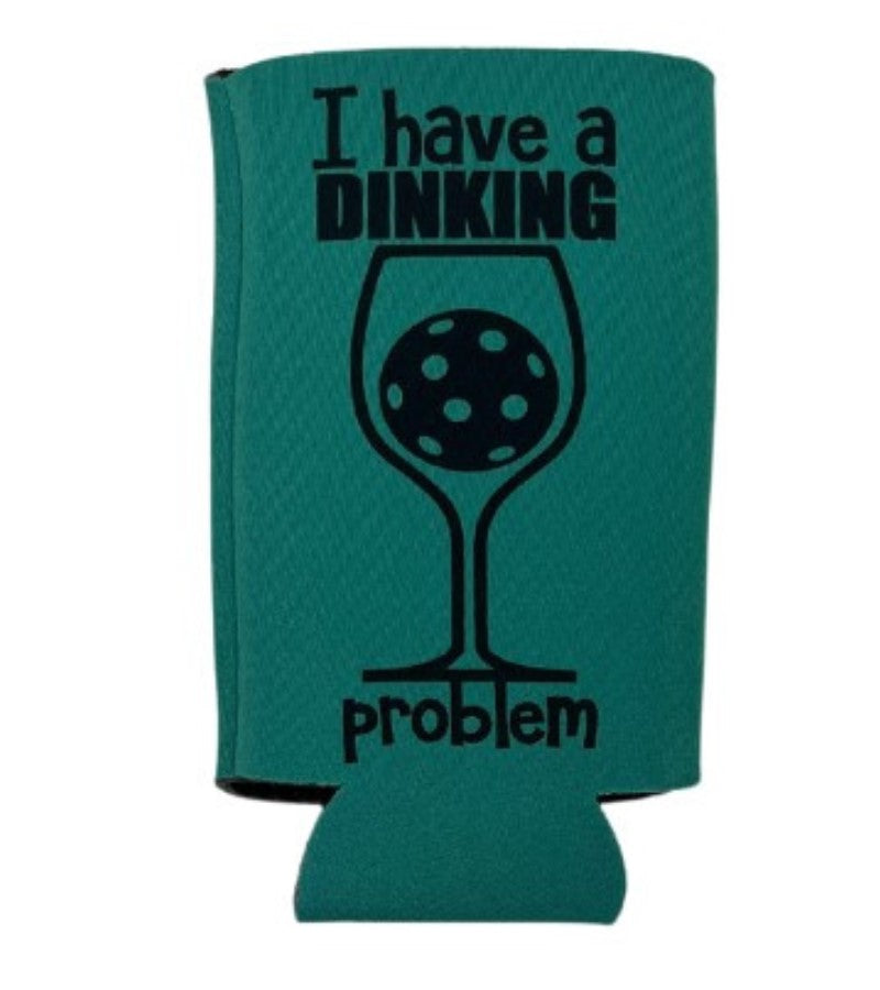Load image into Gallery viewer, I Have a Dinking Problem Funny Pickleball Slim Can Koozie Teal