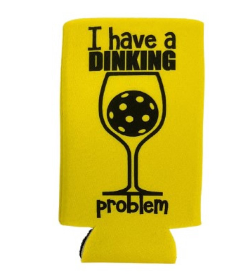 Load image into Gallery viewer, I Have a Dinking Problem Funny Pickleball Slim Can Koozie Yellow