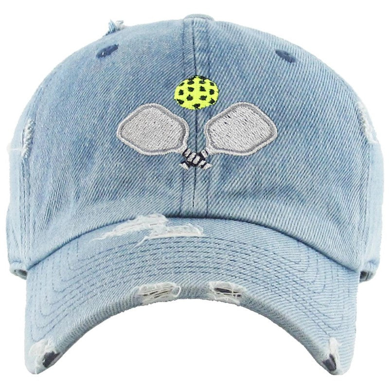 Load image into Gallery viewer, Double Paddle Vintage Pickleball Hat Denim