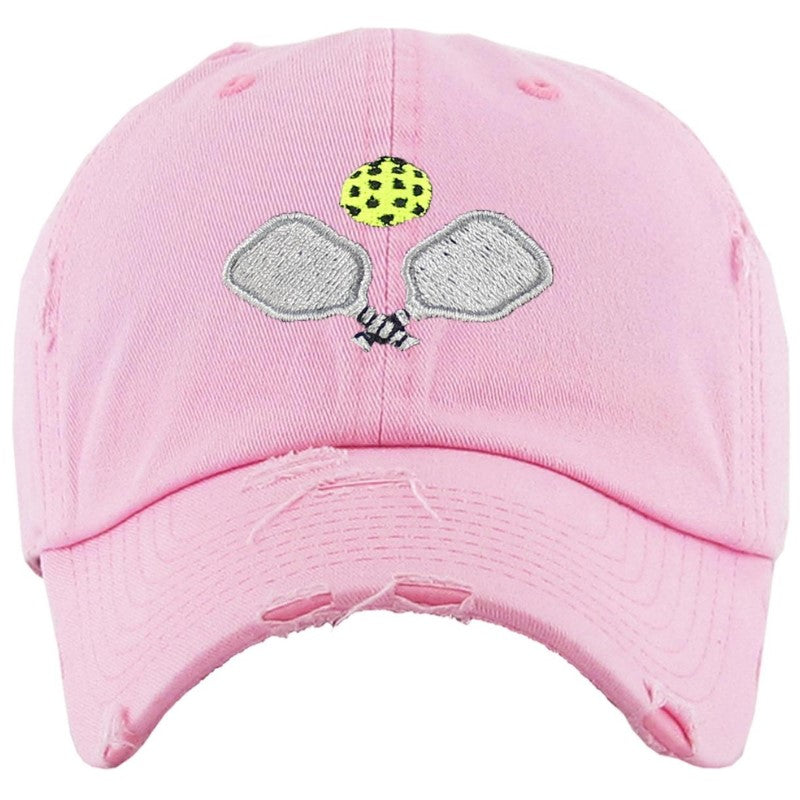 Load image into Gallery viewer, Double Paddle Vintage Pickleball Hat Pink - Front View