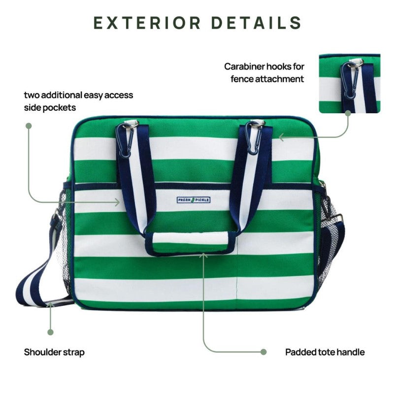 Load image into Gallery viewer, Lola Pickleball Tote - Navy & Green Stripe