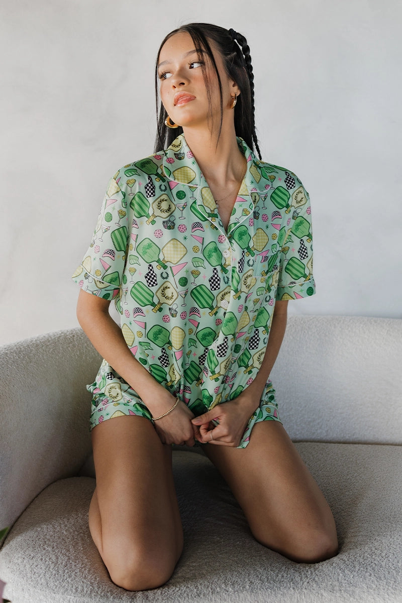 Load image into Gallery viewer, Fun & Games Satin Pickleball Pajamas