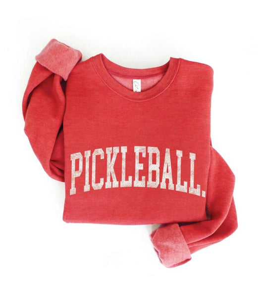 Graphic Style Pickleball Sweatshirt Cranberry