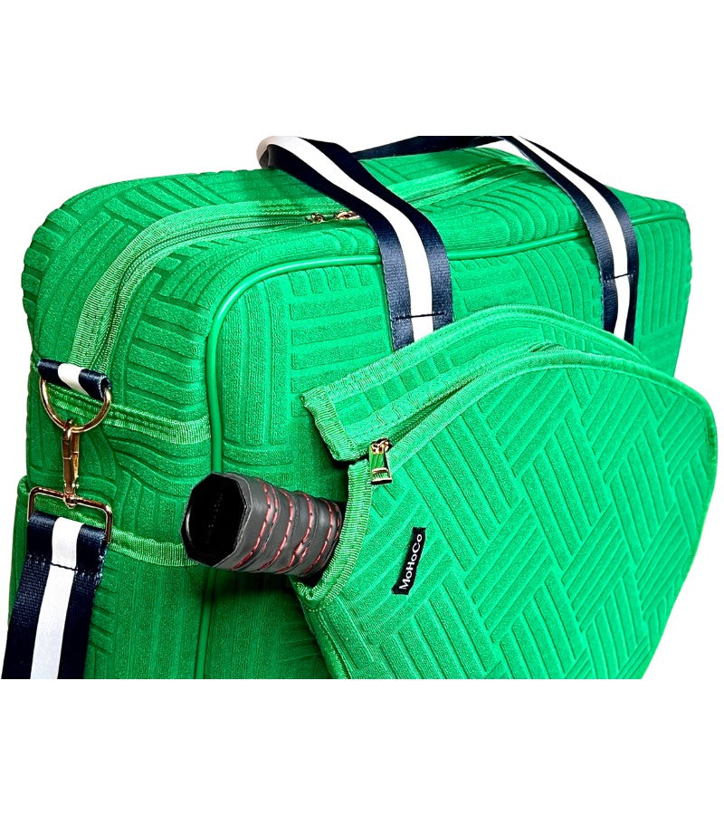Load image into Gallery viewer, Terry Pickleball Tote Kelly Green Detail