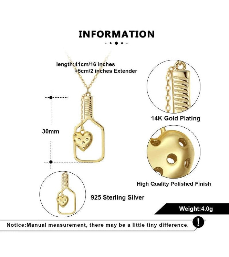 Load image into Gallery viewer, I Love Pickleball Heart Necklace Gold Specs