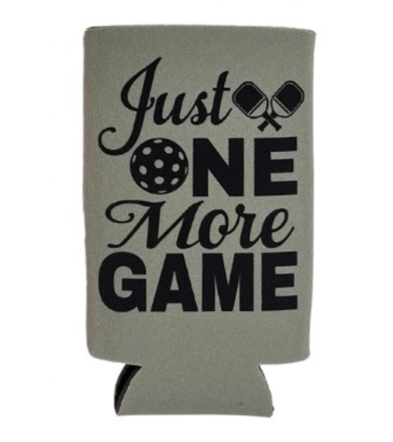 Load image into Gallery viewer, Just One More Game Slim Can Koozie Grey