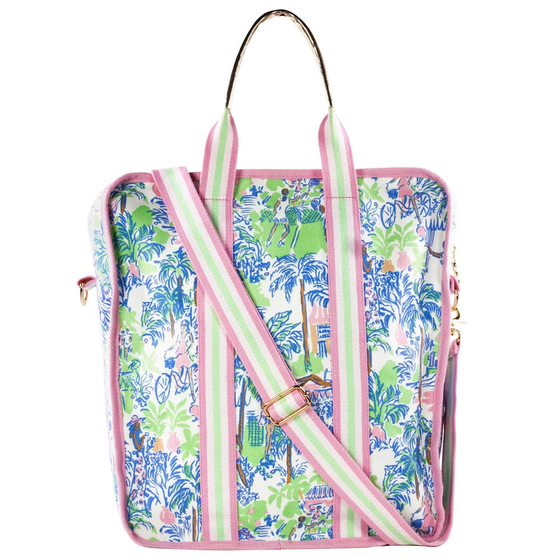 Load image into Gallery viewer, Lily Pulitzer Serving It Up Pickleball Tote - Back View with Shoulder Strap