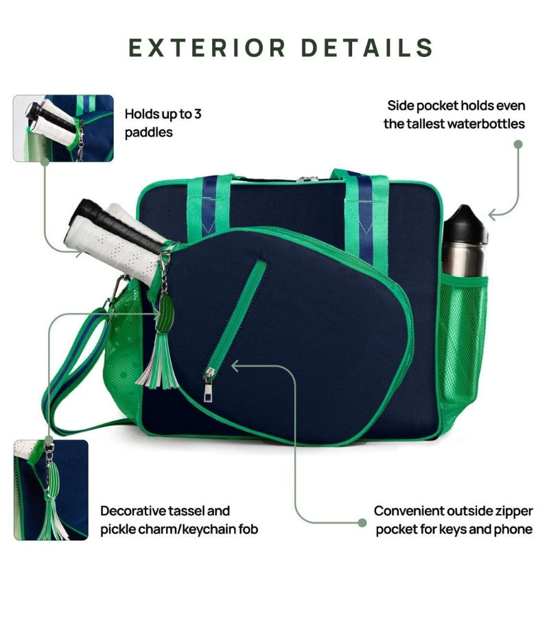 Load image into Gallery viewer, Lola Pickleball Tote - Navy with Green
