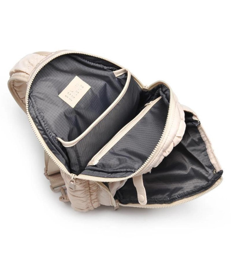 Load image into Gallery viewer, The Ace Pickleball Sling Bag Backpack Inside - Cream