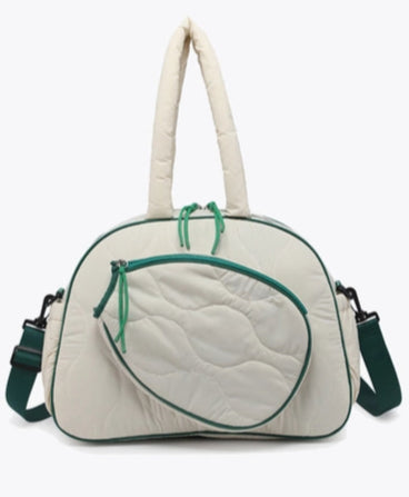 Modern Two Tone Pickleball Tote White Green Front