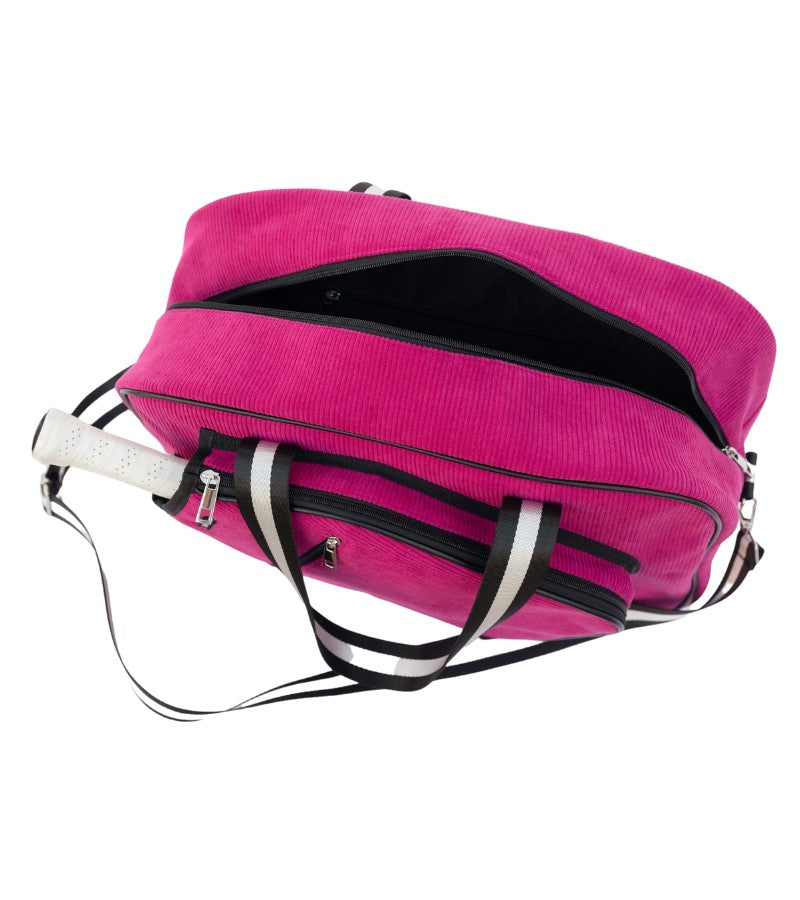 Load image into Gallery viewer, Corduroy Pickleball Tote Raspberry Interior