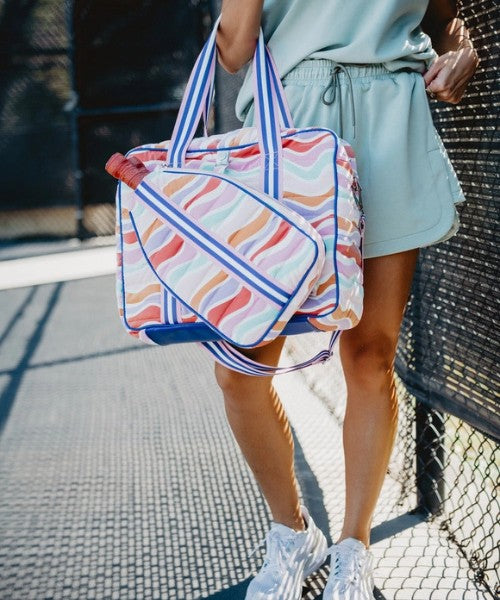 Load image into Gallery viewer, Multi Abstract Puffer Pickleball Tote