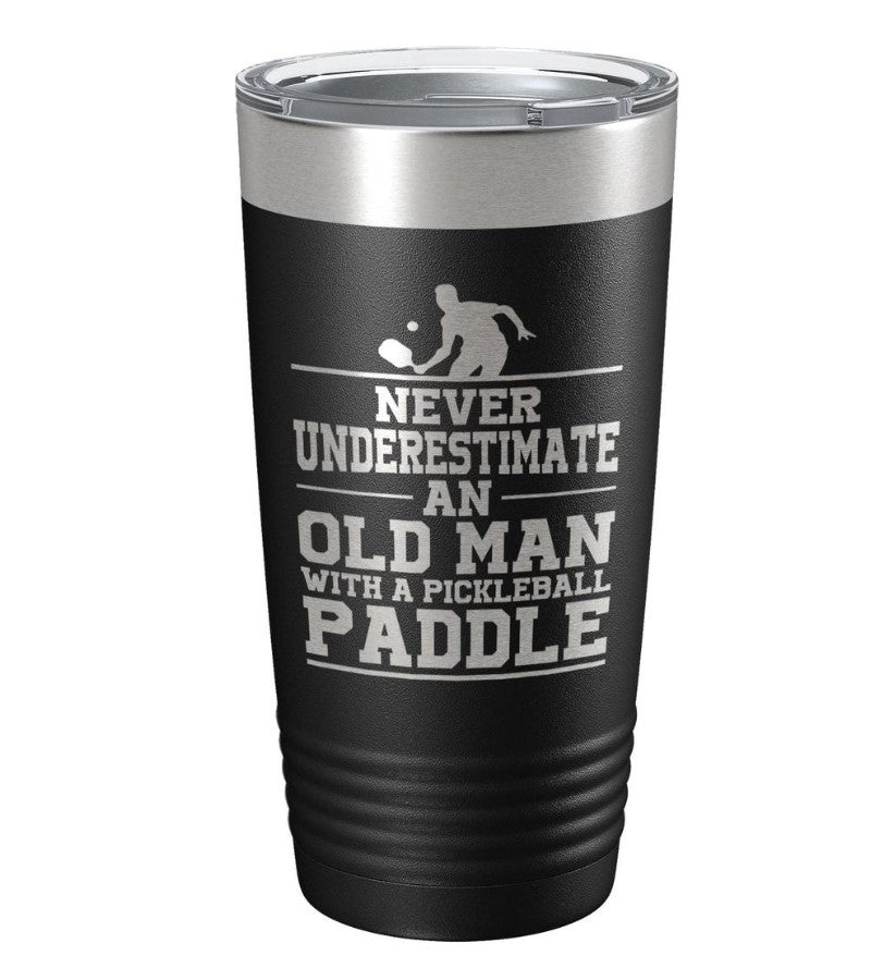 Load image into Gallery viewer, Never Underestimate an Old Man with a Pickleball Paddle Insulated Tumbler