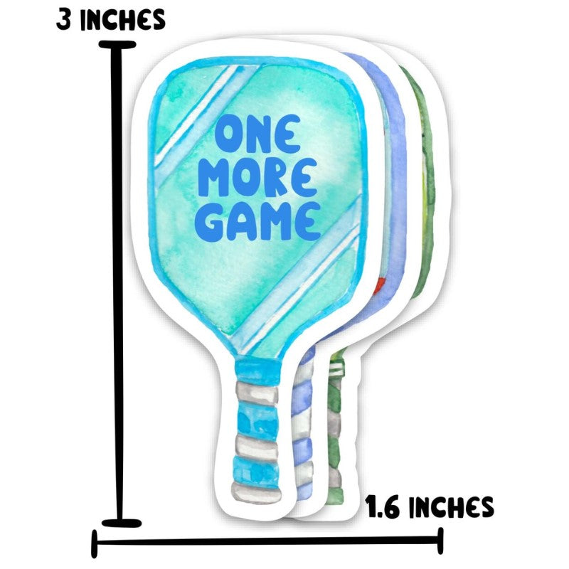 Load image into Gallery viewer, One More Game Pickleball Sticker Dimensions