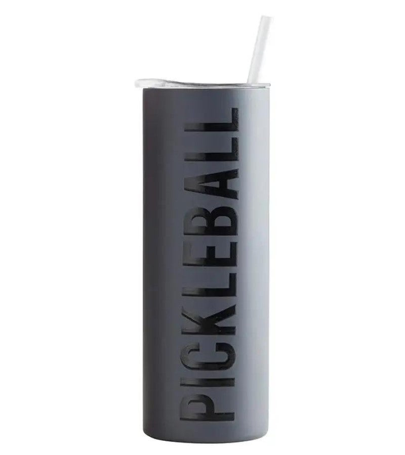 Load image into Gallery viewer, Pickleball Black Skinny Tumbler 20 oz