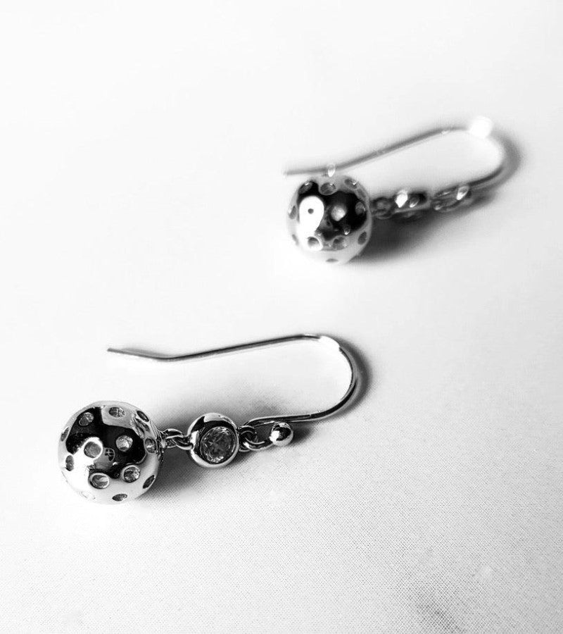Load image into Gallery viewer, Pickleball Bling Drop Earrings Sterling Silver